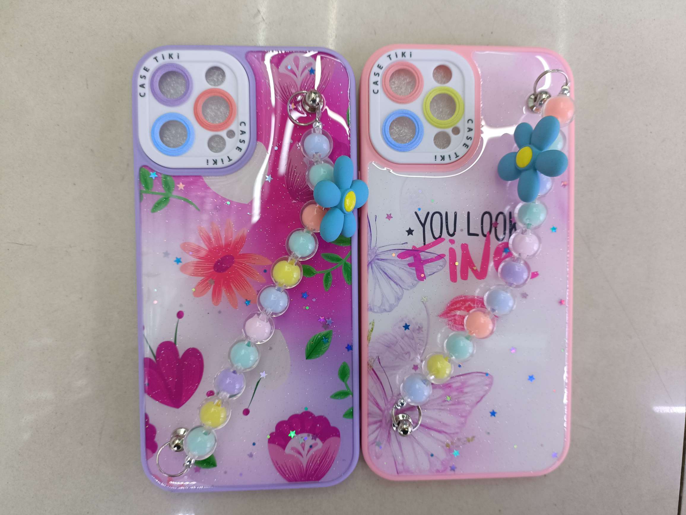 Wrist chain, bead chain, drop offset printing picture two-in-one phone case Item Picture