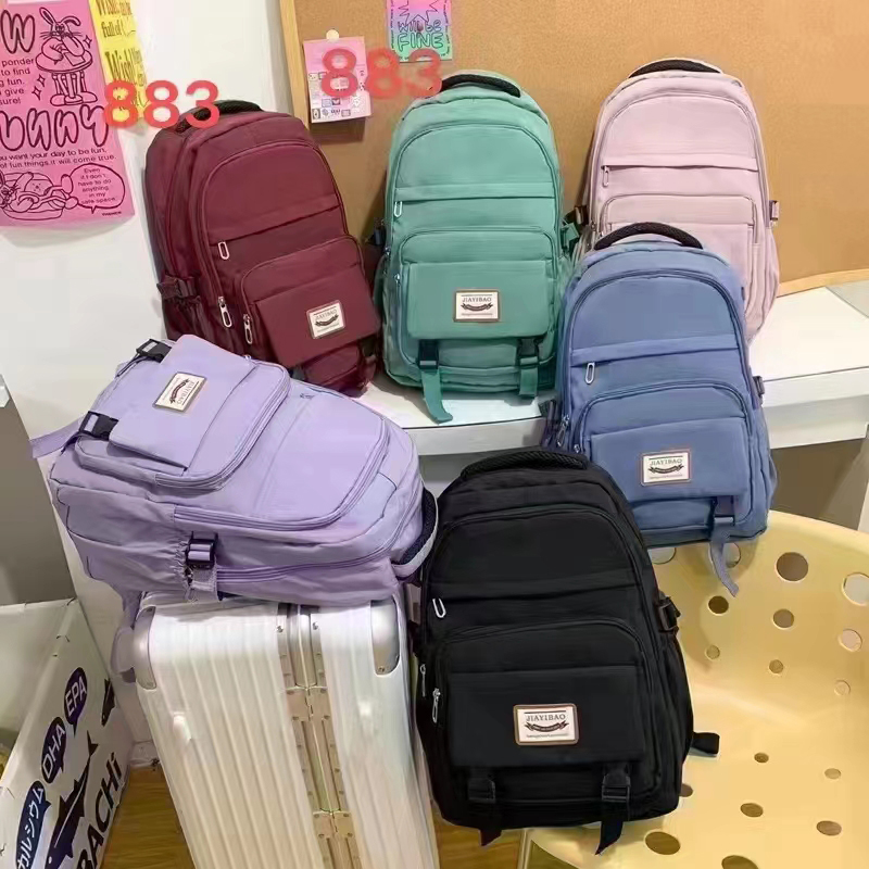 	韩版校园书包初高中生大容量学生背包清新撞色学院风双肩包旅行包学生书包儿童书包硬壳书包毛绒书包
