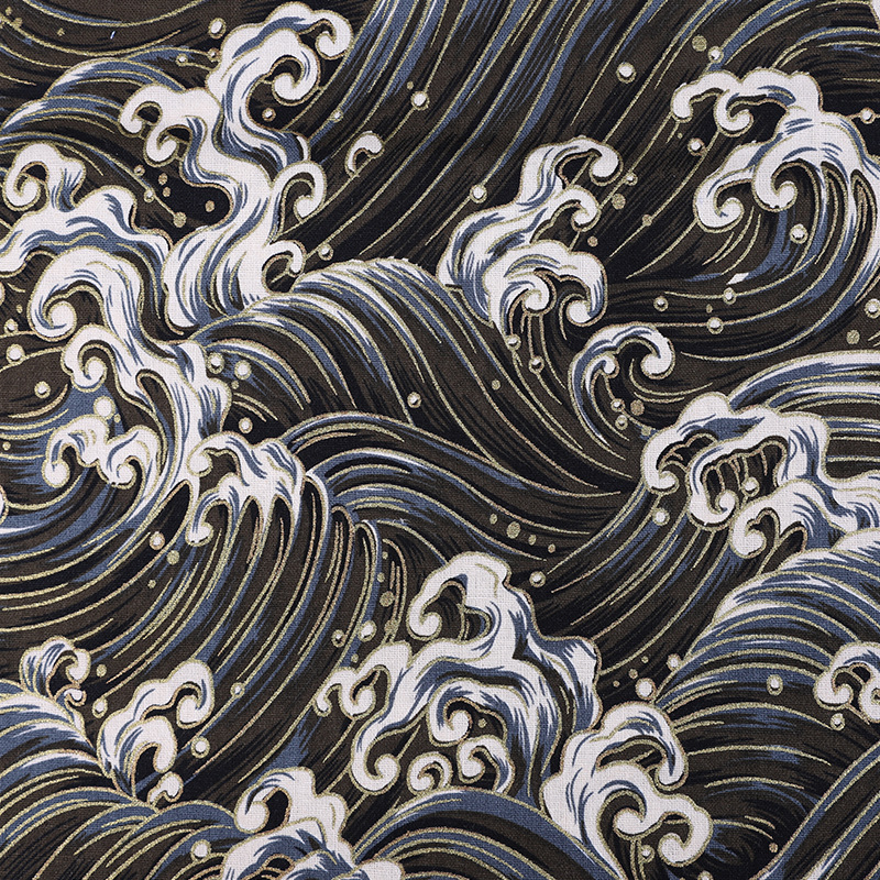 Japanese-style printed handcrafted patchwork clothing, fabric, DIY fabric, gold-embossed clothing, all-cotton tablecloth, wavy imitation linen, Japanese-style gold powder fabric, Japanese style Application Scenario