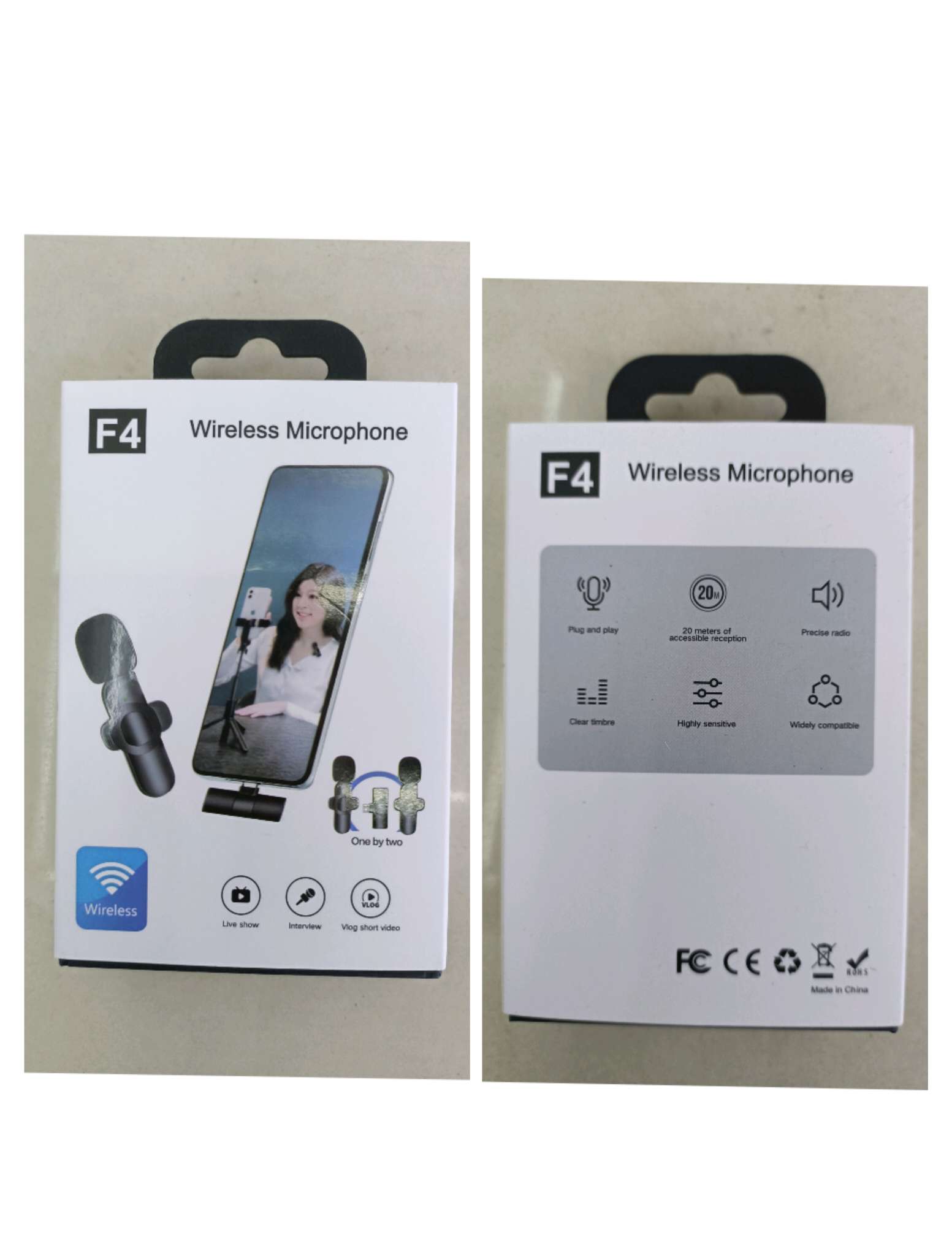 F4 apple one drag two micrófono de collar inalámbrico