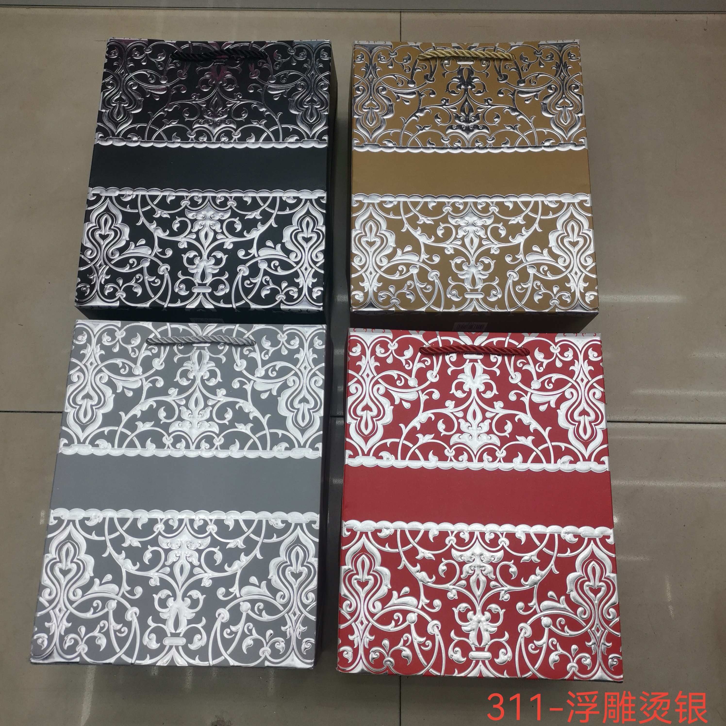 礼品袋 纸袋 手提袋 白卡纸袋 日常款 浮雕烫银 有现货