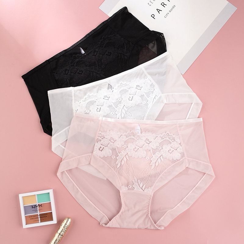 The Mystery of the Magic Box Lace Lady's Pure Desire Thin Mid-waist Breathable solid color short girl triangle Pants details Picture