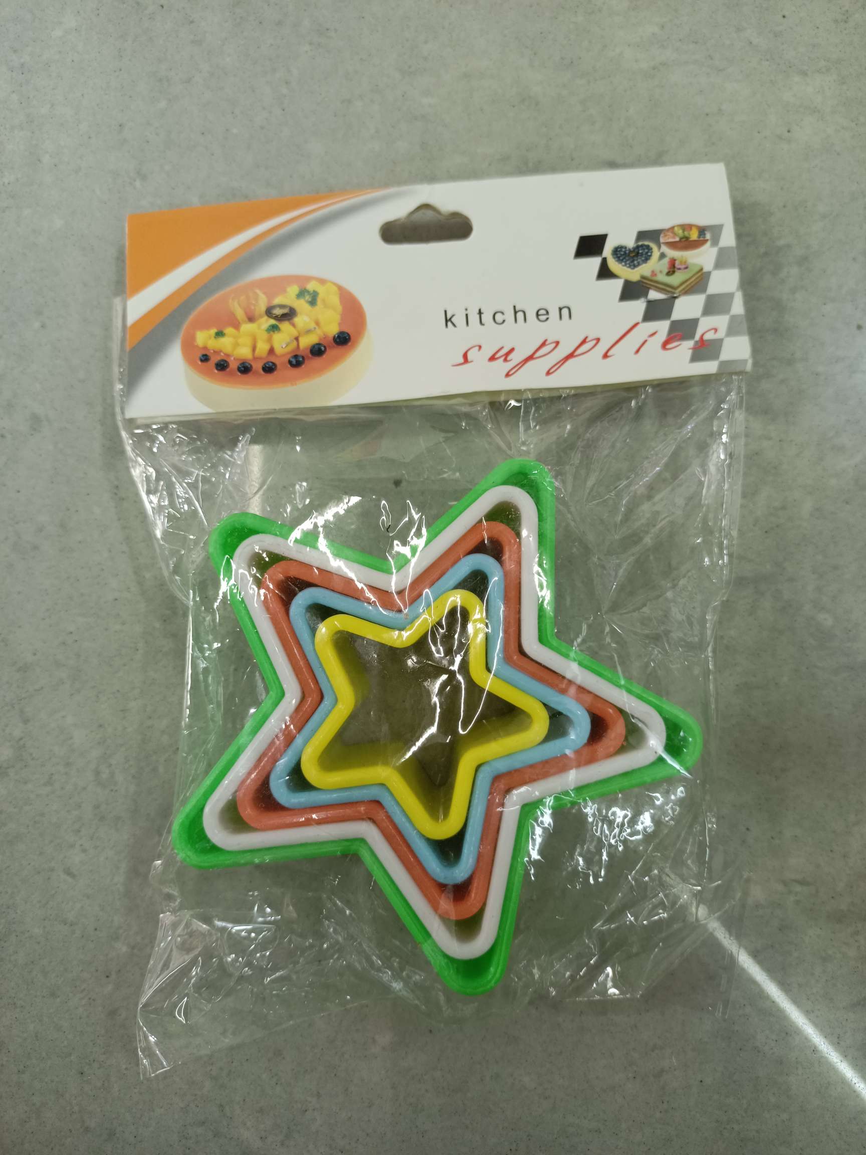 5pcs五角星型塑料饼干模 五角星星水果切模 翻糖印模蛋糕装饰工具