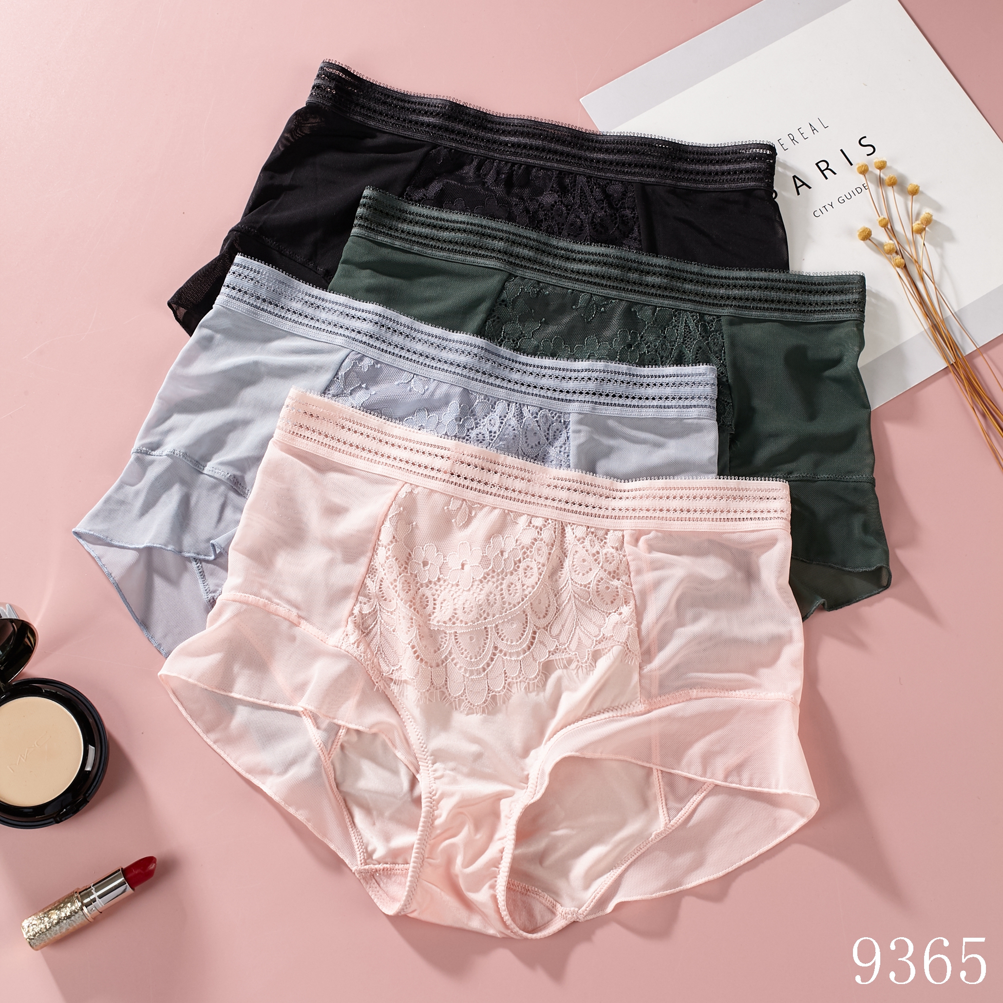 The Mystery of the Magic Box: Sexy women's mid-waist thin shorts, transparent lace triangle pants, mesh details Picture