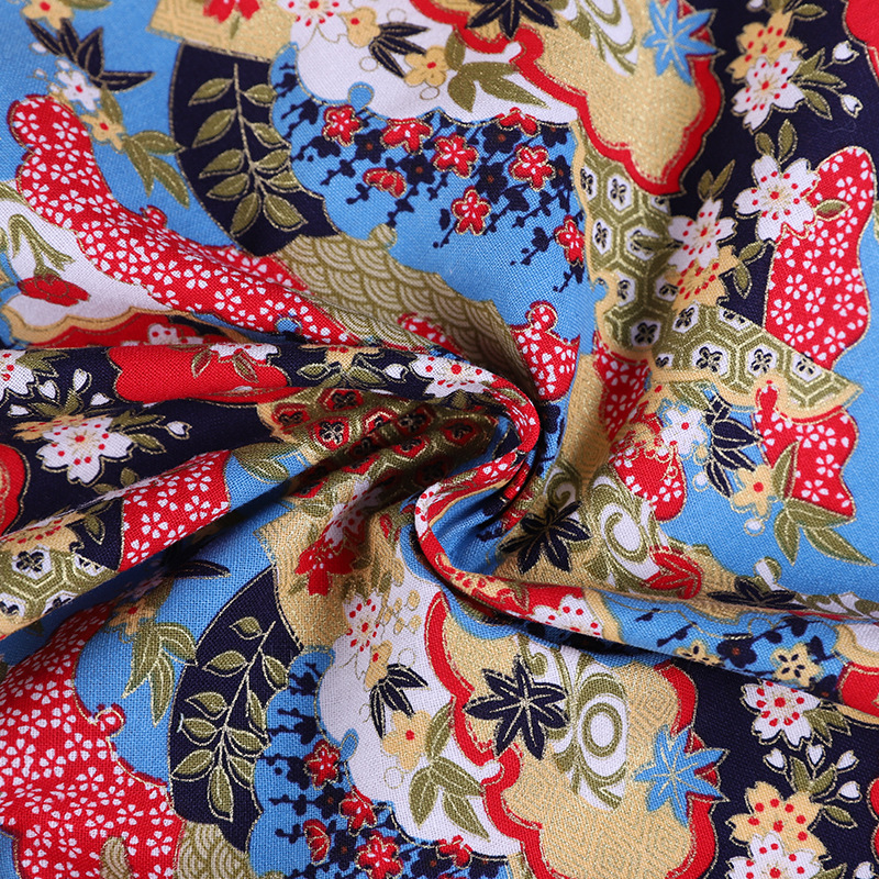 Ethnic turmoil, Bohemian printed fabric, all-cotton gilded handcrafted cheongsam clothing, home textiles, DIY craftsmanship, gold powder fabric, national trend fabric, bags, handcrafted patchwork fabric, art fabric Specification image