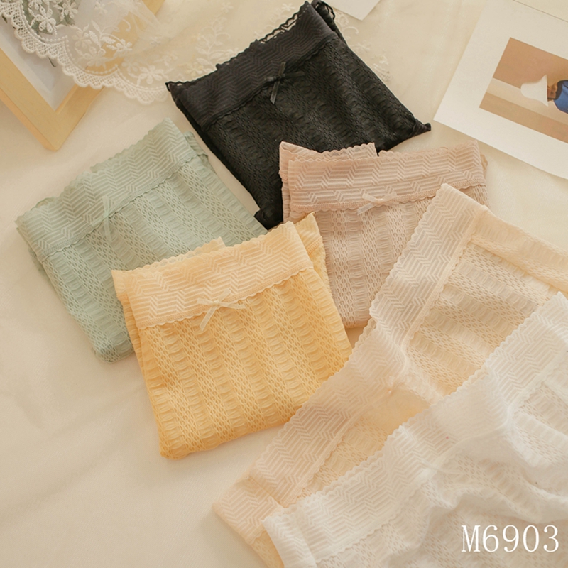 The Mystery of the Magic Box Summer Ultra-thin Lace Sexy mid-waist Comfortable Breathable Cute Girl Sweet mid-waist quick-drying lace women's pants