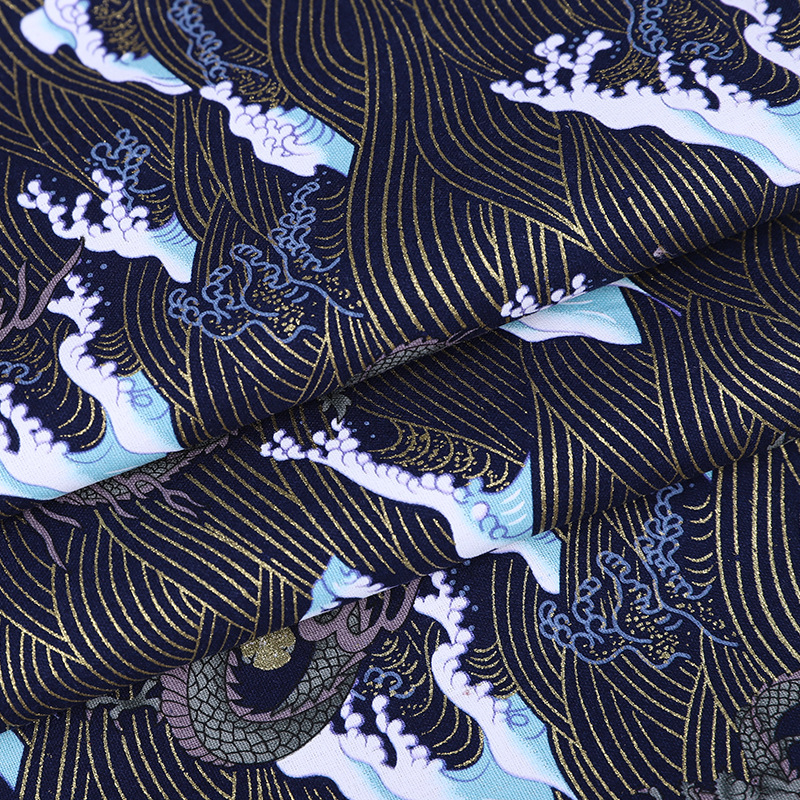 Ancient-style retro Hanfu and costume fabric, all-cotton gold-embossed printed Chinese-style clothing, bags, DIY decorative gold powder fabric, national trend bags, handcrafted patchwork decorative fabric Specification image