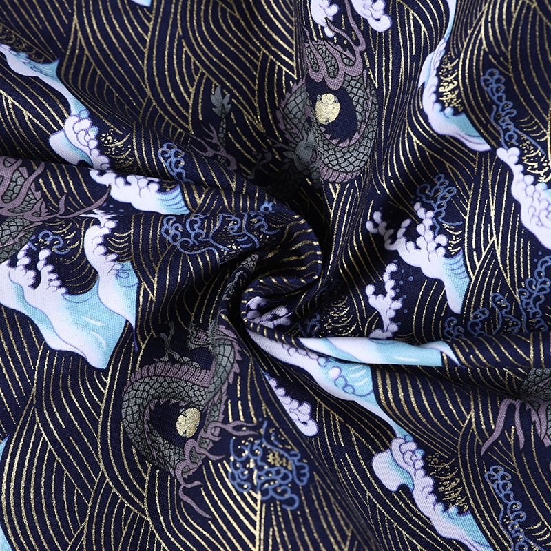 Ancient-style retro Hanfu and costume fabric, all-cotton gold-embossed printed Chinese-style clothing, bags, DIY decorative gold powder fabric, national trend bags, handcrafted patchwork decorative fabric Application Scenario