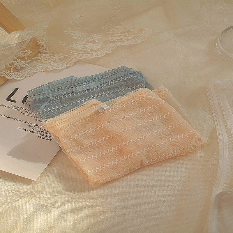 The Mystery of the Magic Box: Sweet Ladies' Thin Lace mid-waist Comfortable Quick-drying Cute Women's Triangle Underwear details Picture