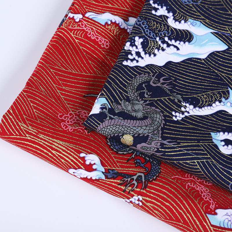 Ancient-style retro Hanfu and costume fabric, all-cotton gold-embossed printed Chinese-style clothing, bags, DIY decorative gold powder fabric, national trend bags, handcrafted patchwork decorative fabric details Picture