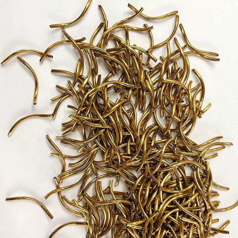 2*30mm golden smooth S-shaped curved tube bracelet with beads, S-tube wave rotating twisted tube diy jewelry accessory Item Picture