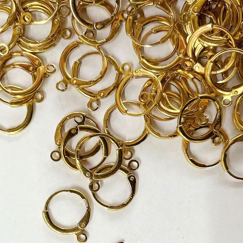 DIY earring accessories: 14mm Korean-style simple earrings, ear clips, copper-plated real gold color retention earrings