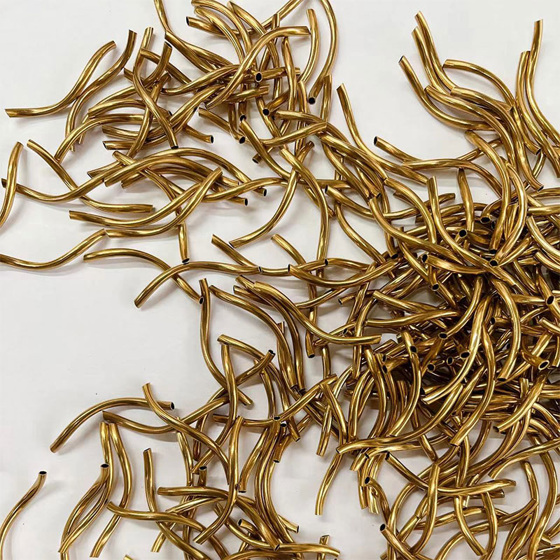 2*30mm golden smooth S-shaped curved tube bracelet with beads, S-tube wave rotating twisted tube diy jewelry accessory details Picture