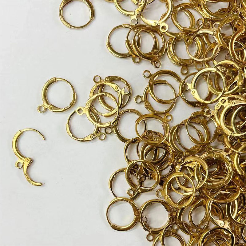 DIY earring accessories: 14mm Korean-style simple earrings, ear clips, copper-plated real gold color retention earrings details Picture