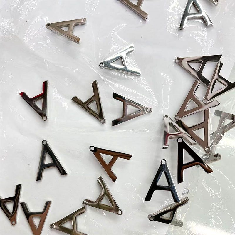 Stainless steel mirror full-gloss letter A cross-border laser cutting pendant, necklace marking, clothing diy accessories and ornaments Specification image