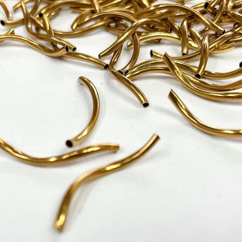 2*30mm golden smooth S-shaped curved tube bracelet with beads, S-tube wave rotating twisted tube diy jewelry accessory