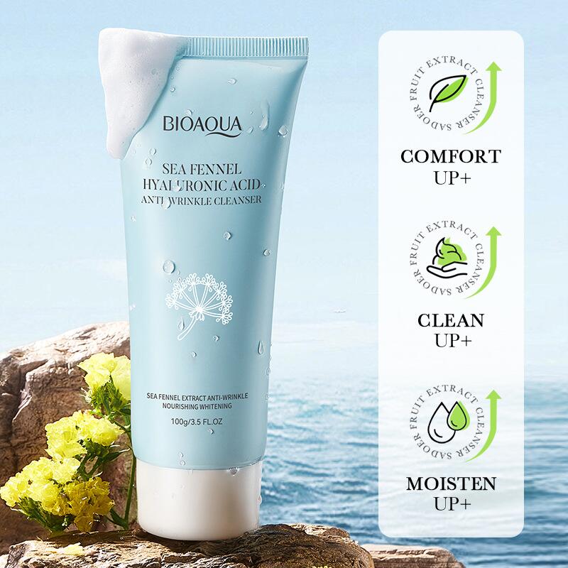 Cross-border foreign trade BIOAOUA Sea Fennel Hyaluronic Acid Anti-Wrinkle Facial Cleanser Hydrating and Moisturizing Gentle Oil-Control Facial Cleanser Specification image