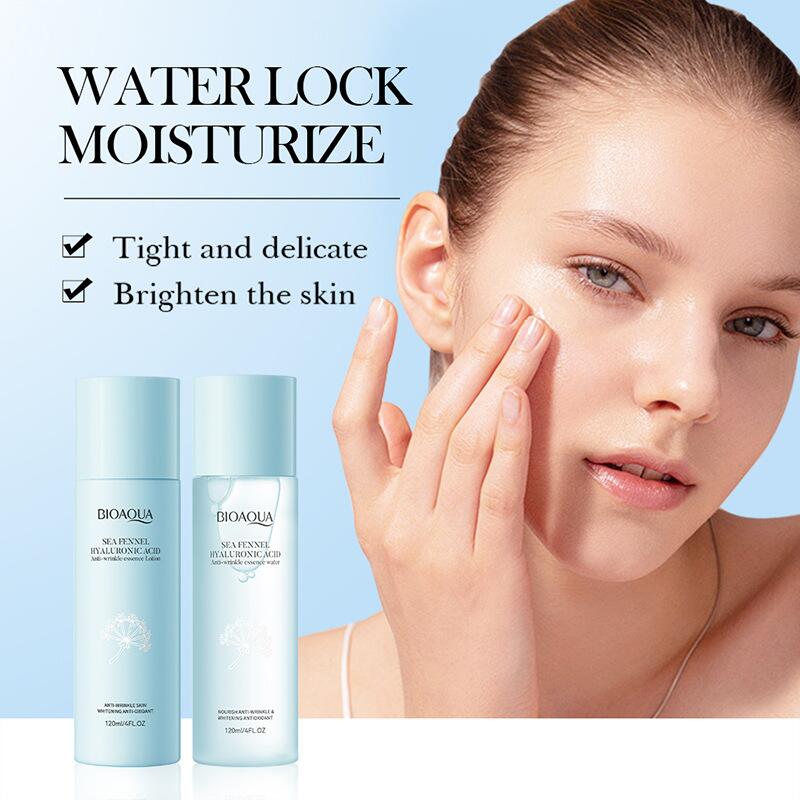 Cross-border trade BIOAOUA Sea Fennel Hyaluronic Acid Anti-Wrinkle Essence Lotion Hydrating Moisturizing Toner Set