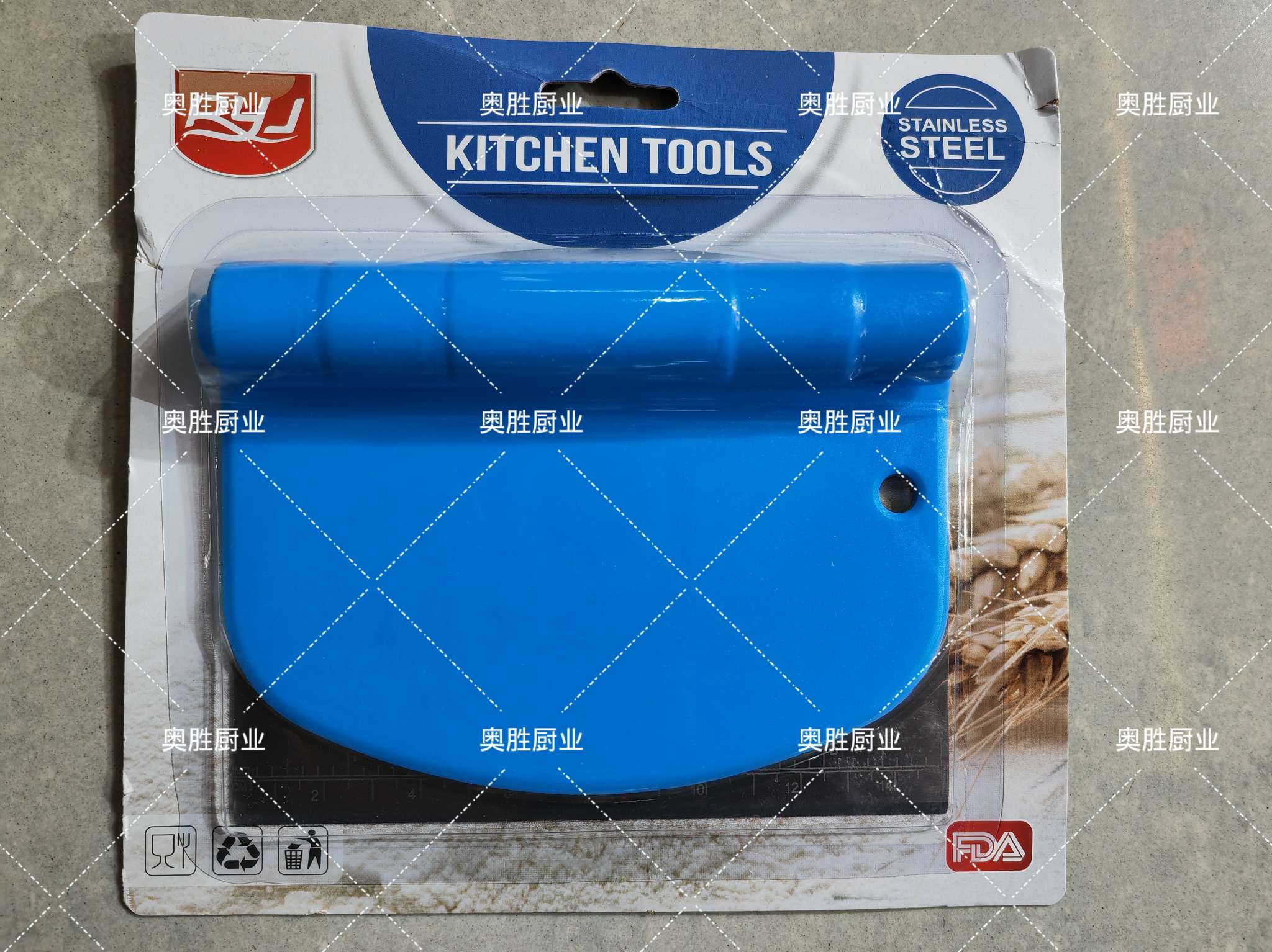 厨房烘焙塑料不锈钢双切面粉切面粉刮板详情图1