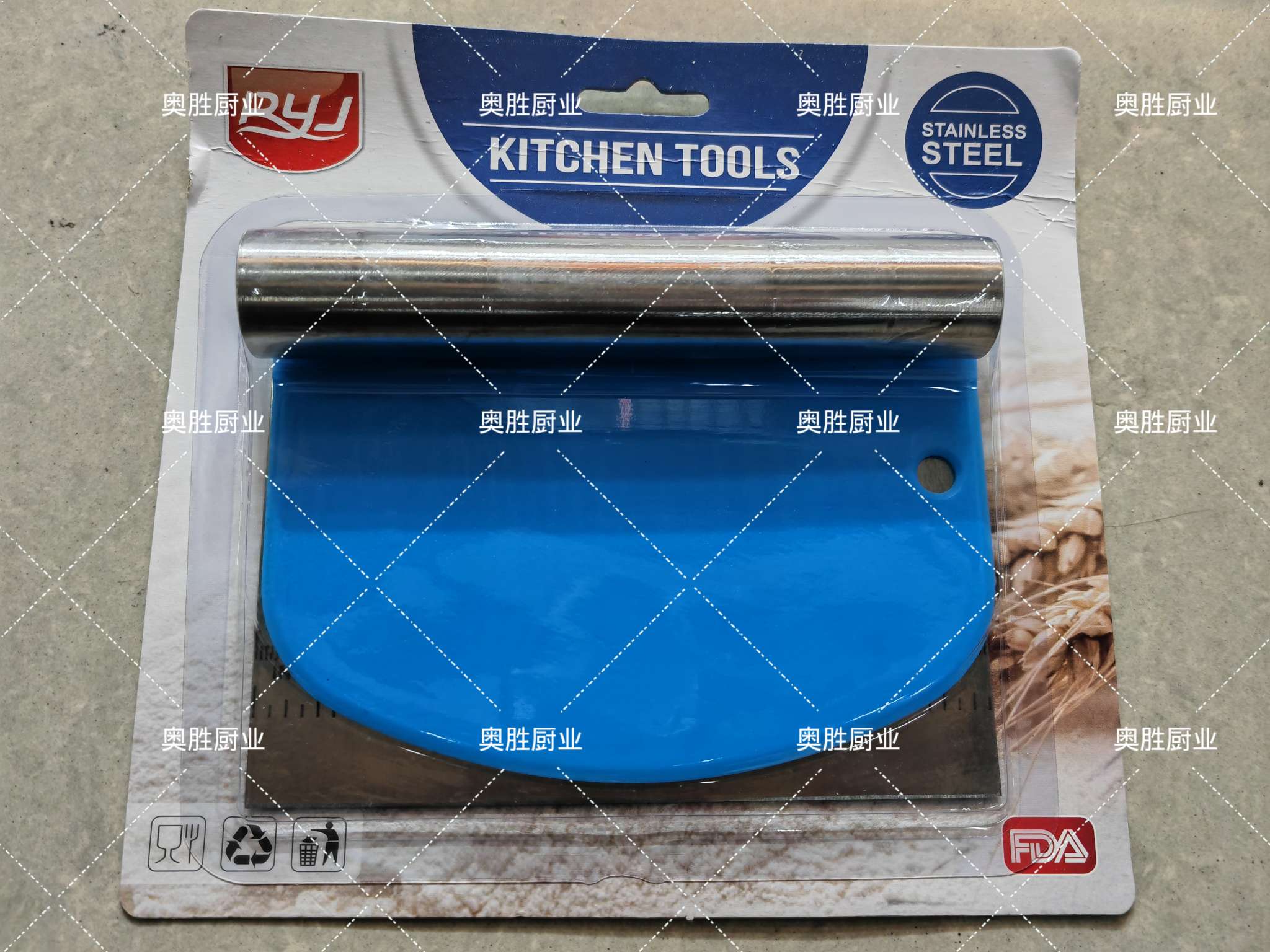 厨房烘焙塑料不锈钢双切面粉切面粉刮板详情4