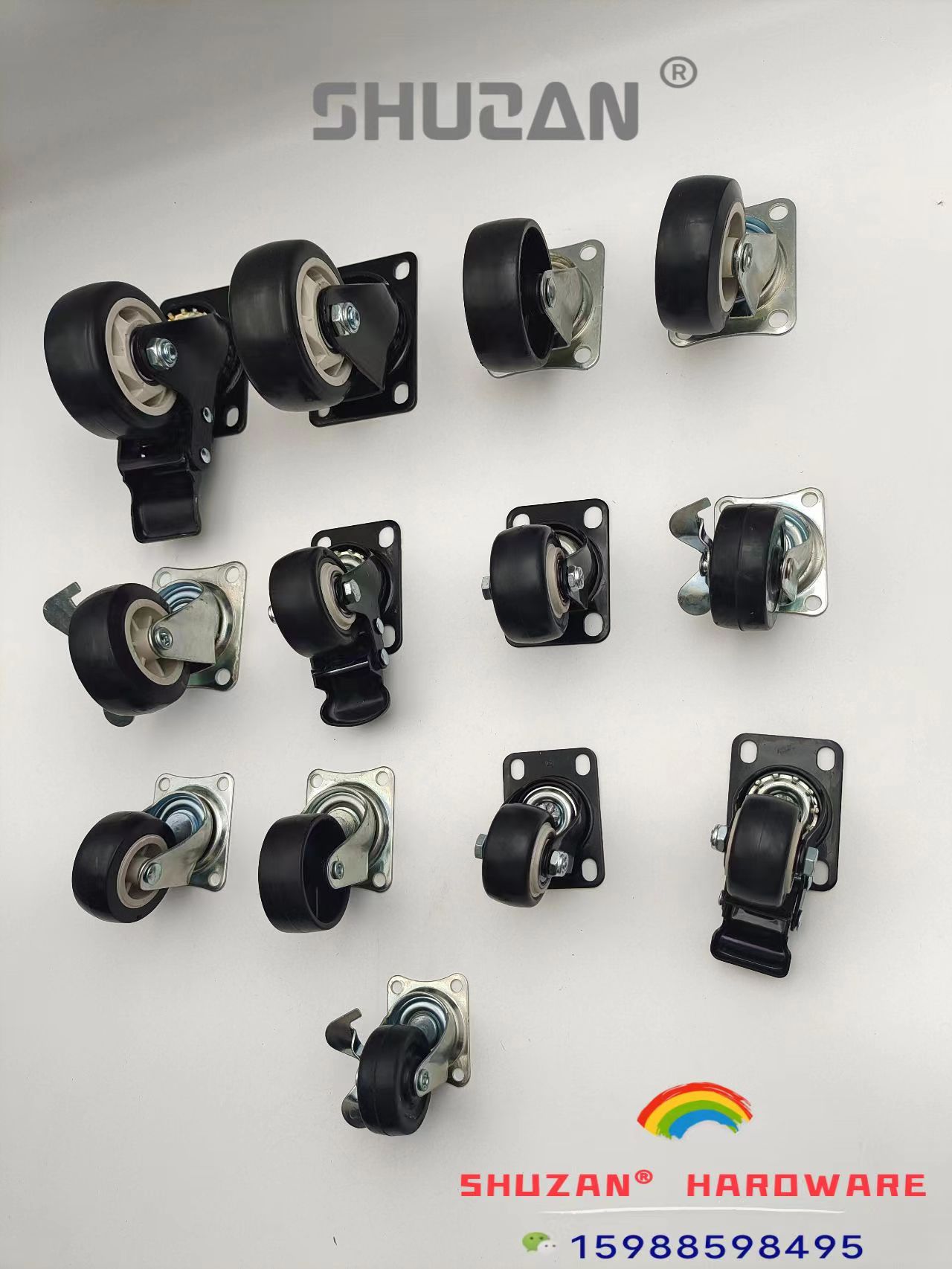 Double-bearing plastic swivel wheels, steering brake wheels, sliding wheels, furniture casters, lightweight details Picture