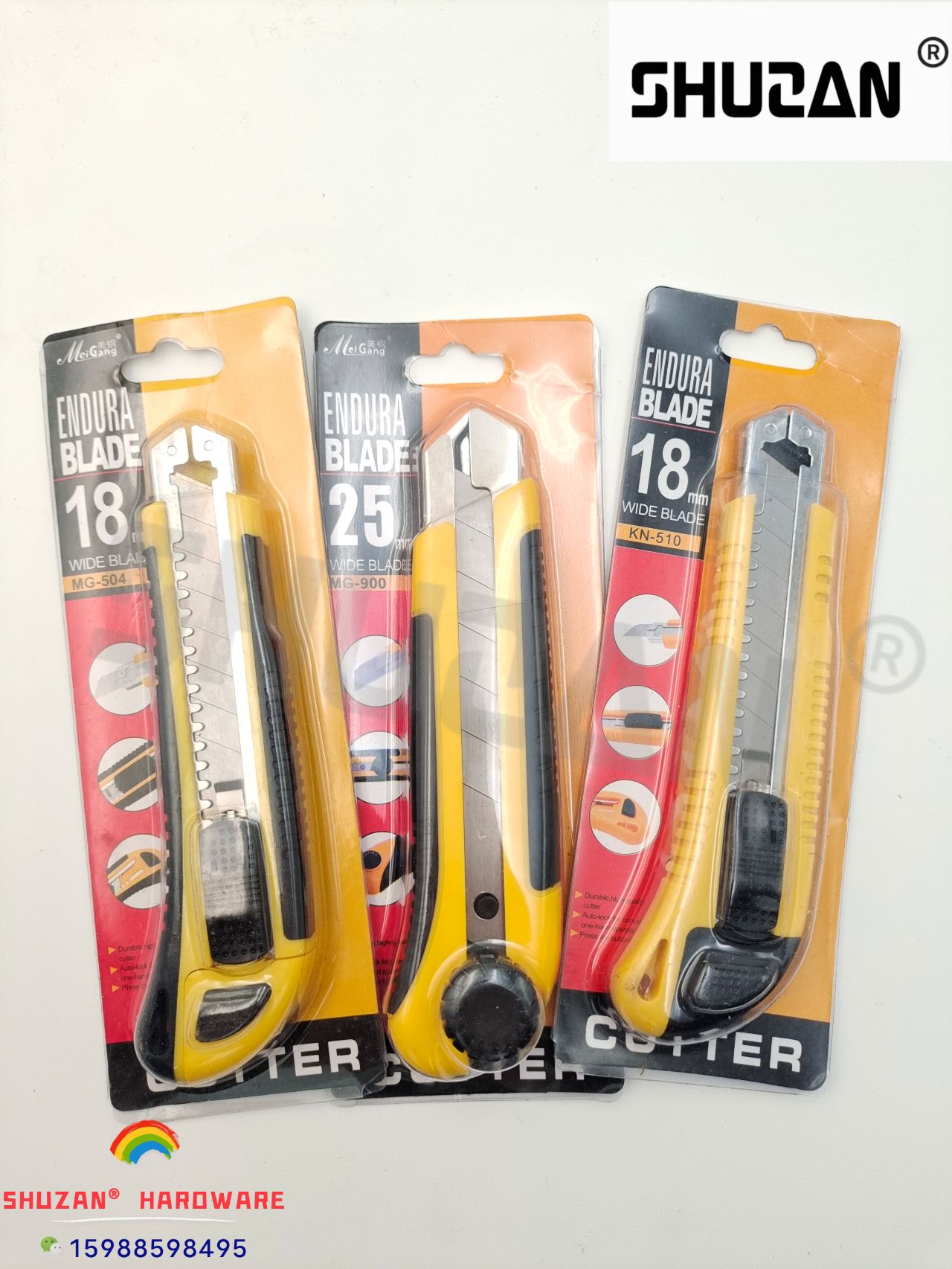 Shuzan high-quality stainless steel utility knife for paper cutting and unboxing, dual-purpose anti-slip express wallpaper knife, extended handle with utility knife holder, convenient and practical Application Scenario