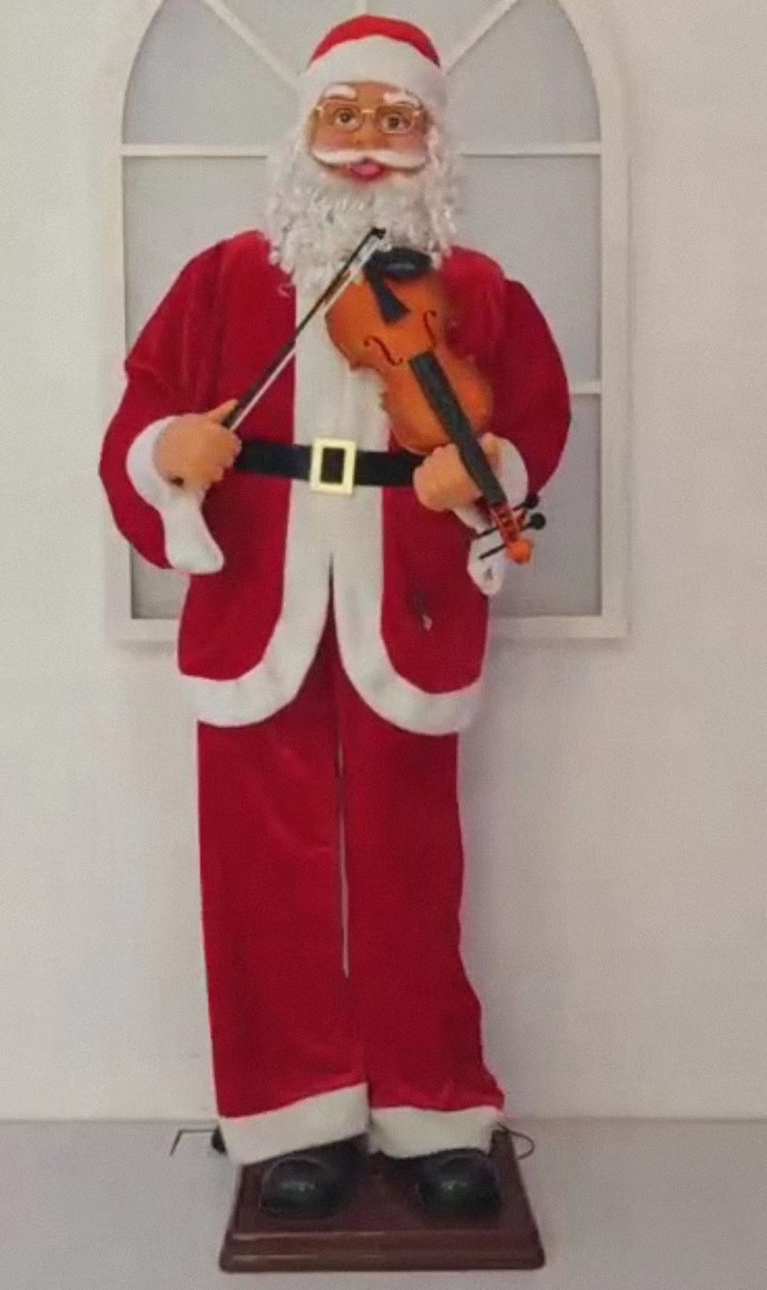 圣诞节装饰电动音乐圣诞老人拉小提琴随音乐舞动身体9123圣诞装饰迎宾摆件