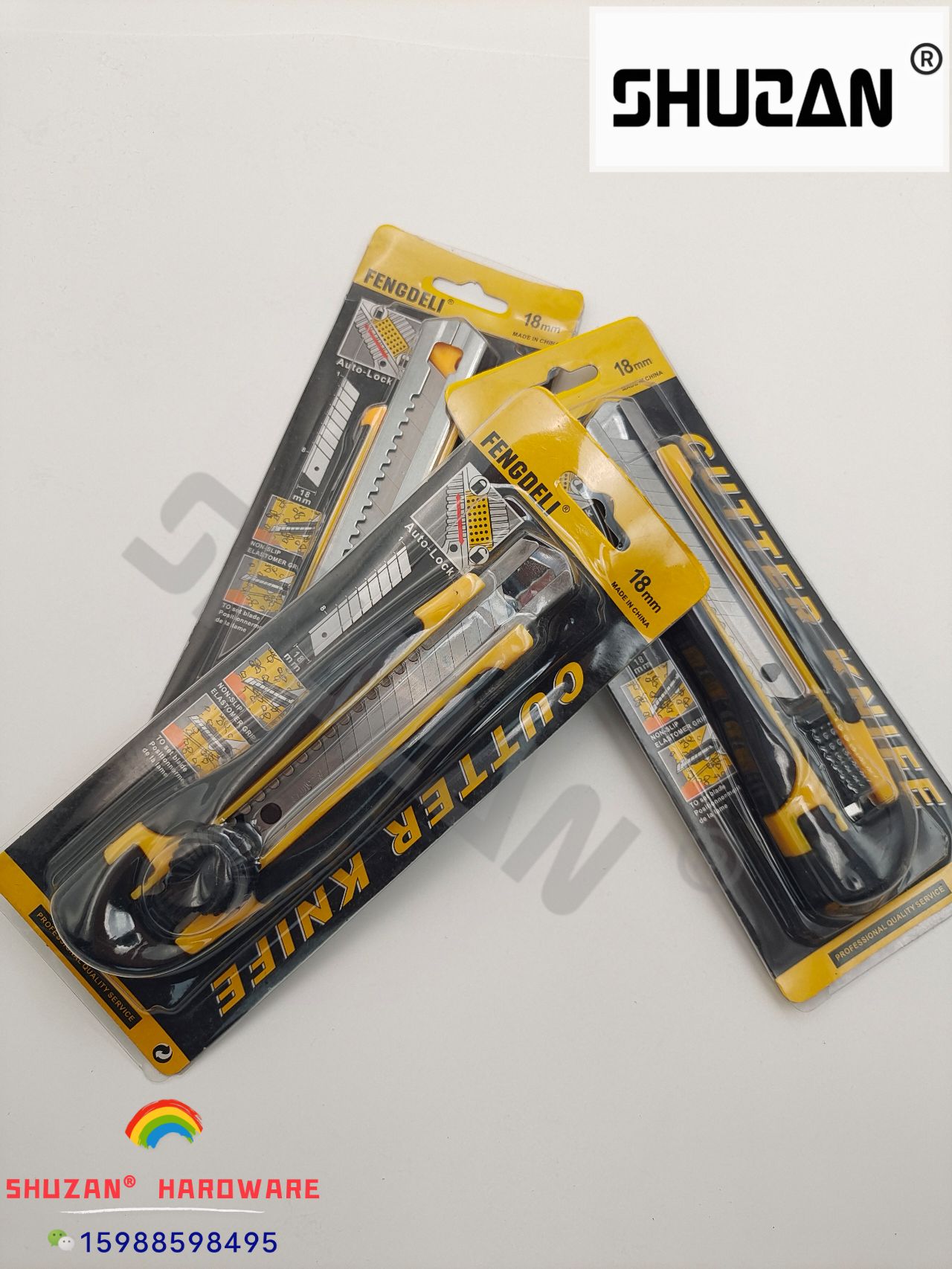 The utility knife features a sturdy blade made of 50 steel and a detailed handle Item Picture