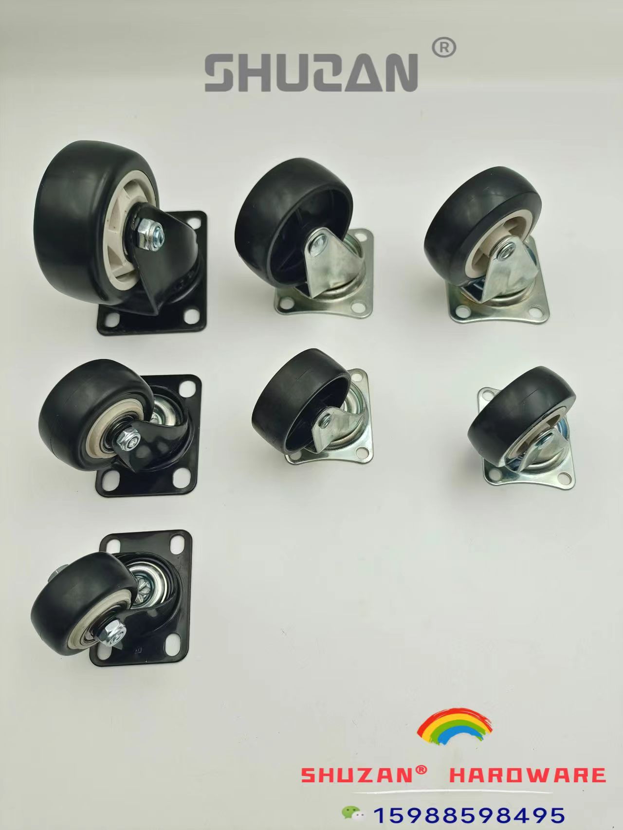 Double-bearing plastic swivel wheels, steering brake wheels, sliding wheels, furniture casters, lightweight Item Picture