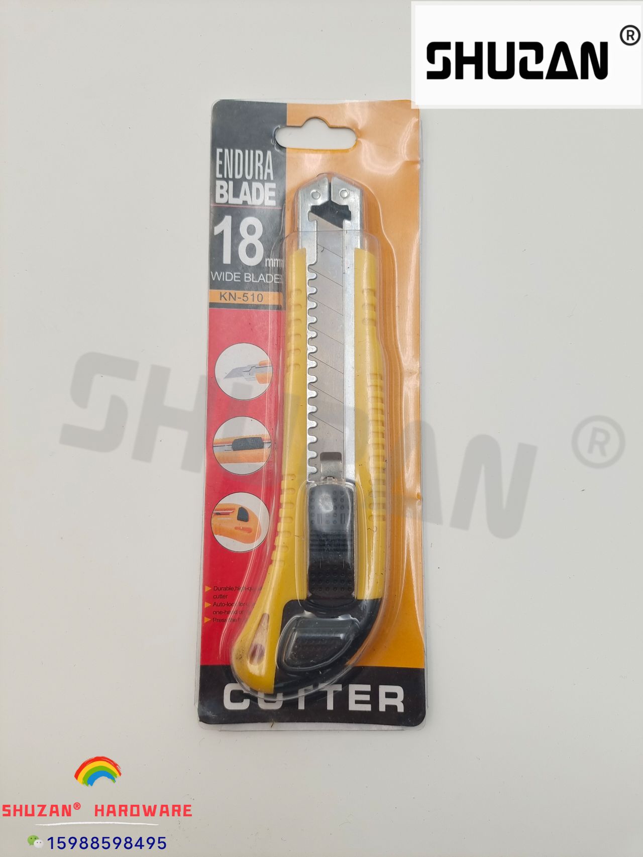 Shuzan high-quality stainless steel utility knife for paper cutting and unboxing, dual-purpose anti-slip express wallpaper knife, extended handle with utility knife holder, convenient and practical details Picture