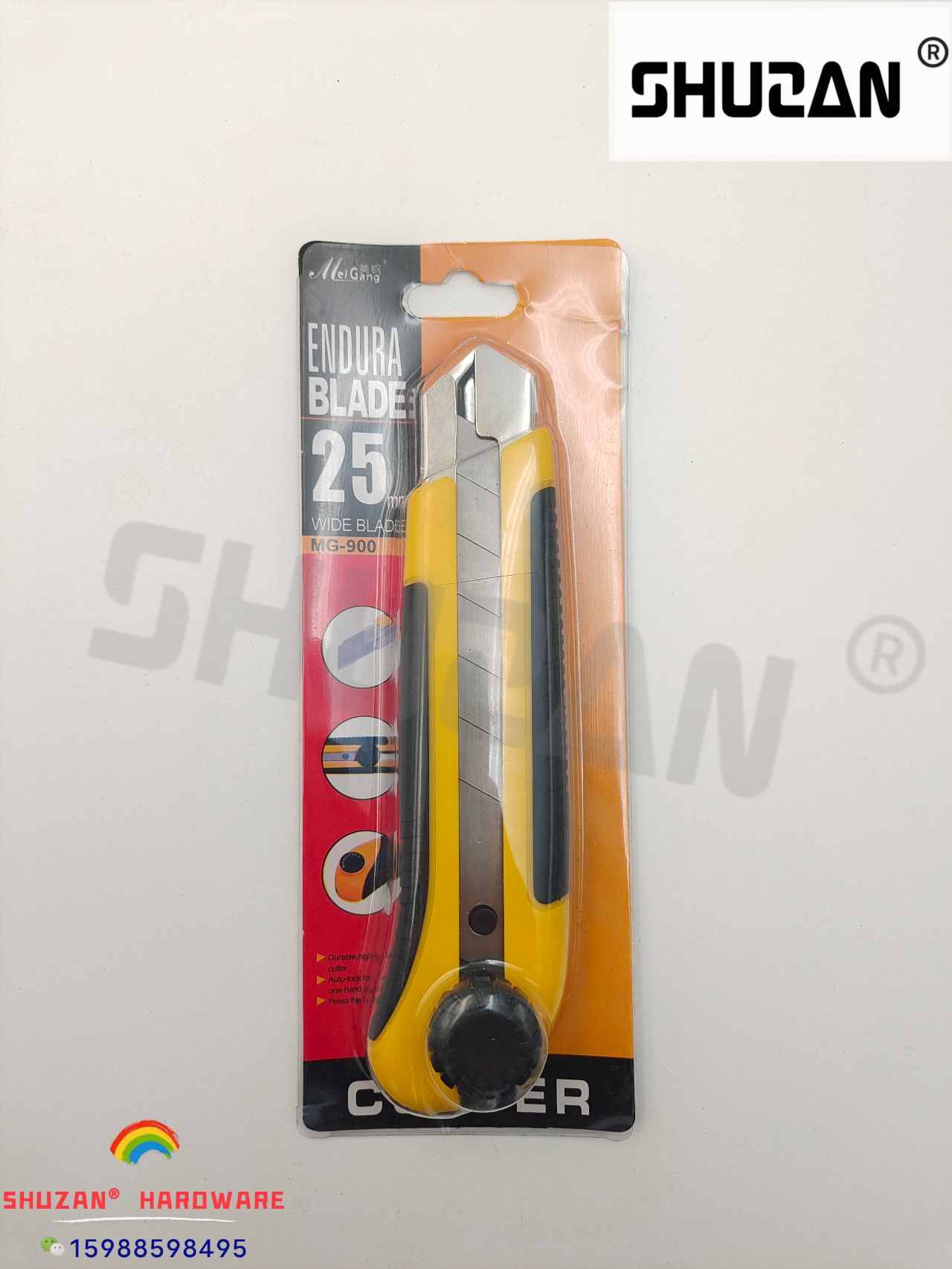 Shuzan high-quality stainless steel utility knife for paper cutting and unboxing, dual-purpose anti-slip express wallpaper knife, extended handle with utility knife holder, convenient and practical Specification image