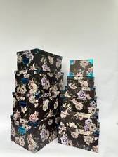 思悦 鲜花系列（暗夜紫玫瑰）十件套高档礼品盒长方形包装盒提手版