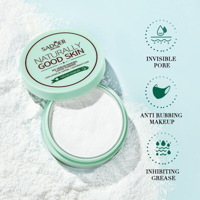 All-english mineral Powder 5gSADOER Mint Refreshing Oil-Control Light Setting Powder Cross-border export
