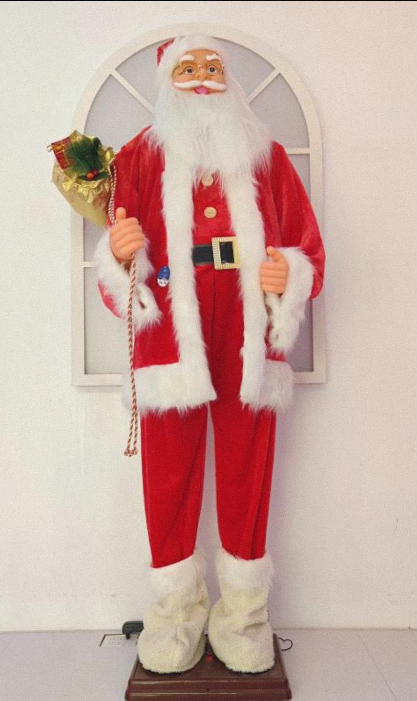 9123圣诞老人2米高圣诞老人会跳舞随音乐扭动身体豪华圣诞老人装饰