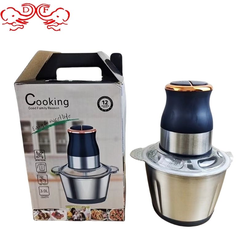 DF68012 multi-functional steel cup electric meat grinder, household stainless steel meat mixer, mincing and garlic, DF Trading House details Picture