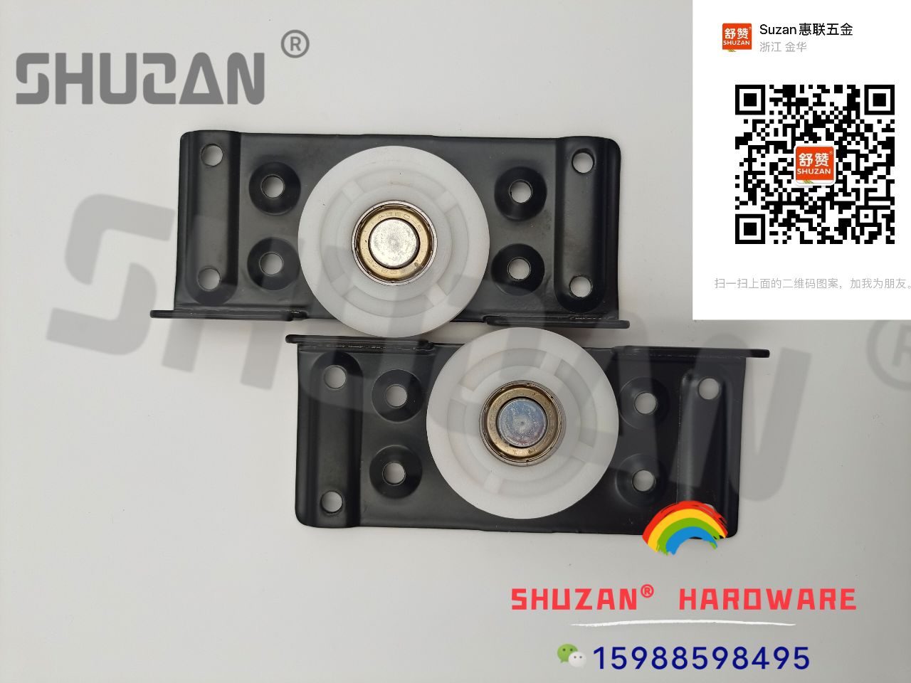 Shuzan cuarto de baño polea de la puerta puerta corredera de aluminio plástico ruedas especiales carril de elevación pesado industrial polea de guía de la rueda de elevación venta directa de fábrica material de acero inoxidable puerta y puerta polea details Picture