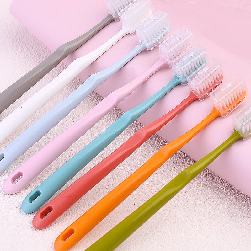 Cepillo de dientes color departamento de venta caliente estilo japonés para estudiantes adultos uso doméstico 4 PCS macaron cepillo de dientes de pelo suave. Item Picture