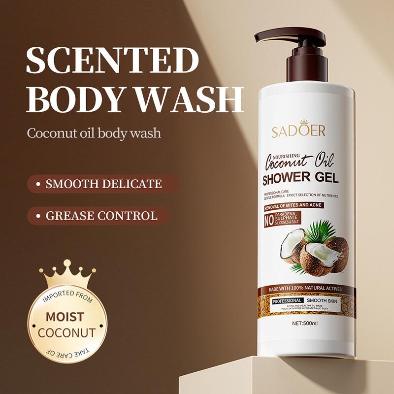 500ml All-English coconut Body Wash SADOER amino Acid Moisturizing and Fragrant Body Wash Cross-border export