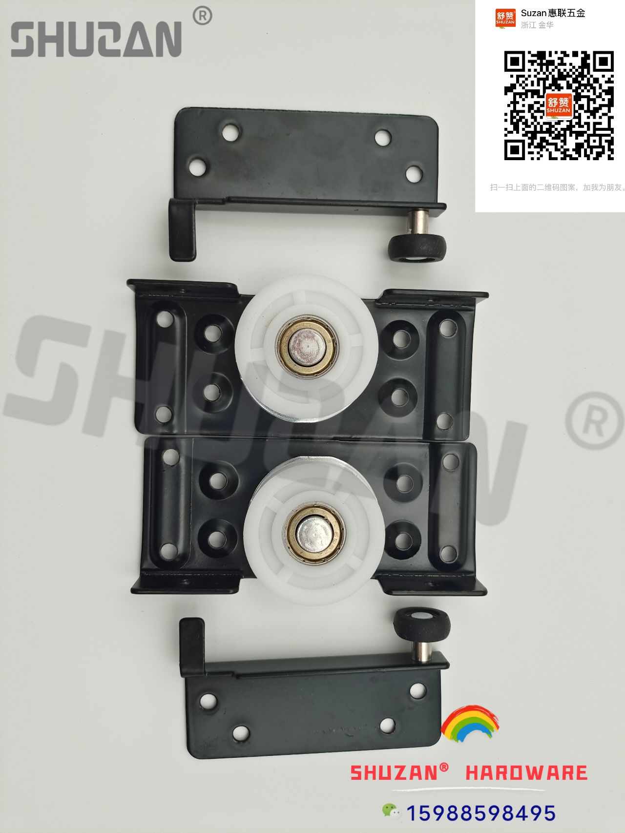 Shuzan cuarto de baño polea de la puerta puerta corredera de aluminio plástico ruedas especiales carril de elevación pesado industrial polea de guía de la rueda de elevación venta directa de fábrica material de acero inoxidable puerta y puerta polea Specification image