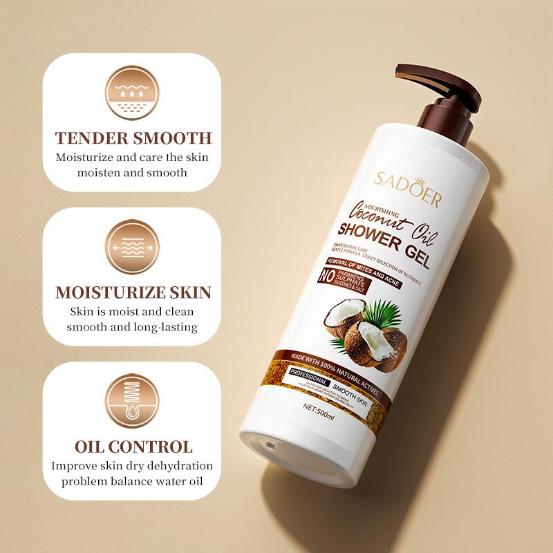 500ml All-English coconut Body Wash SADOER amino Acid Moisturizing and Fragrant Body Wash Cross-border export details Picture