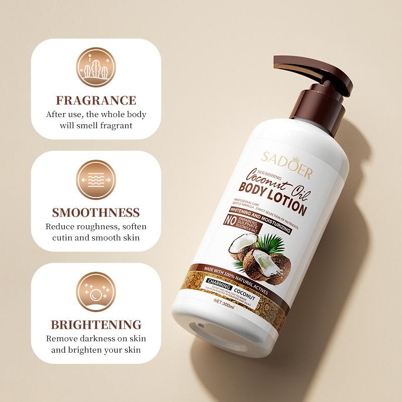All-english coconut body lotion SADOER Hydrating, Moisturizing and Nourishing Body lotion Cross-border export details Picture