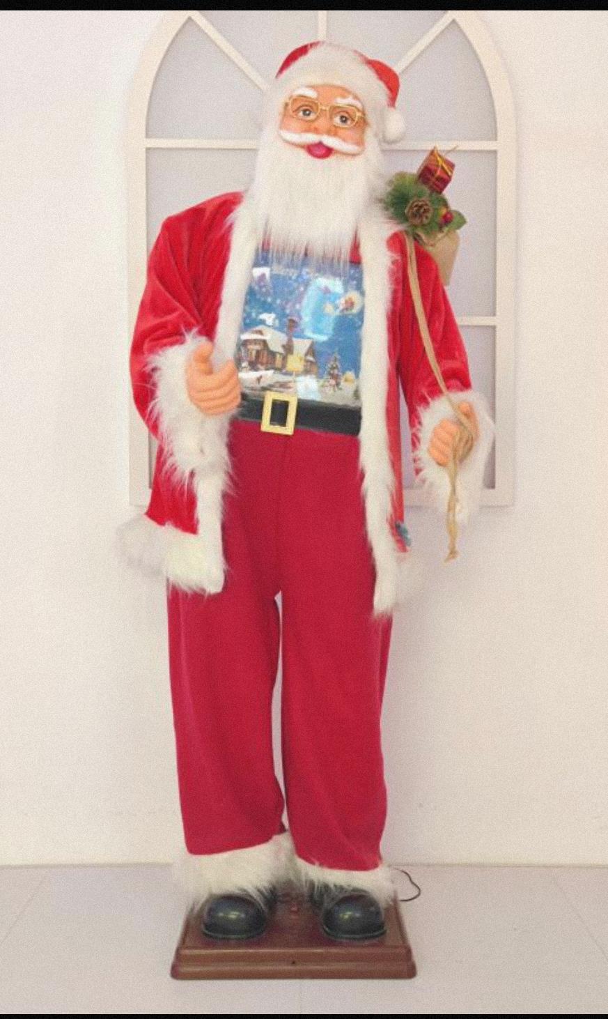 9123圣诞装饰用品厂家直销电动圣诞老人有背包会跳舞带亮光大屏圣诞老人