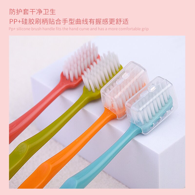 Cepillo de dientes color departamento de venta caliente estilo japonés para estudiantes adultos uso doméstico 4 PCS macaron cepillo de dientes de pelo suave. details Picture