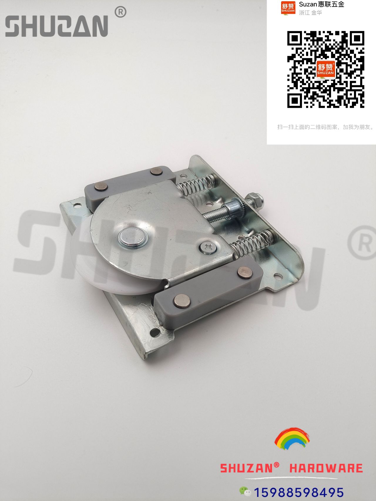 Shuzan acero inoxidable polea de la puerta del baño rueda de la puerta corredera del plástico de aluminio rueda colgante de la rueda de la puerta de desplazamiento pesado polea de la puerta silenciosa suave venta directa de fábrica puerta y ventana polea details Picture
