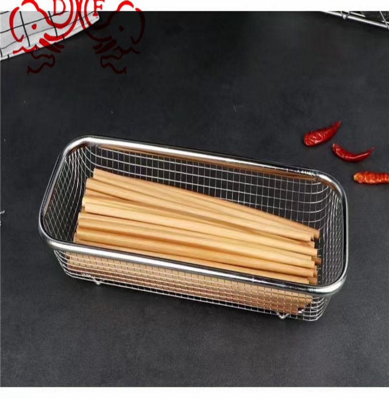 DF68730 stainless steel fruit basket, kitchen draining net basket, knife and fork storage box, storage draining square basket, disinfection cabinet, chopstick basket, DF Trading house details Picture