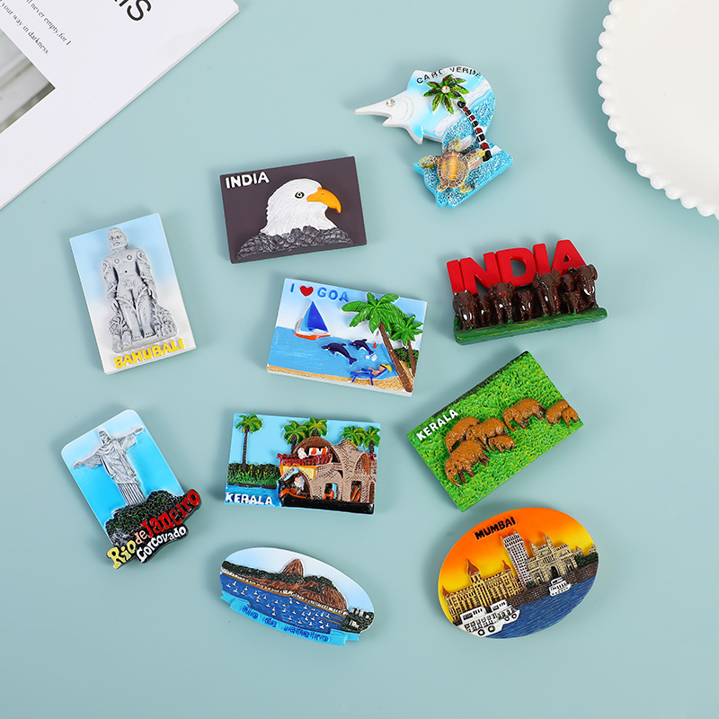 Professional manufacturer customizes 3D hand-painted fridge magnets, resin fridge magnets, creative foreign scenic spots, animals, home decoration magnetic stickers