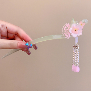 Children's ancient-style Hanfu hairpins, stepping tassel princess hairpins and hair accessories, 2023 new style girls' ancient-style headwear hairpins detail image 15