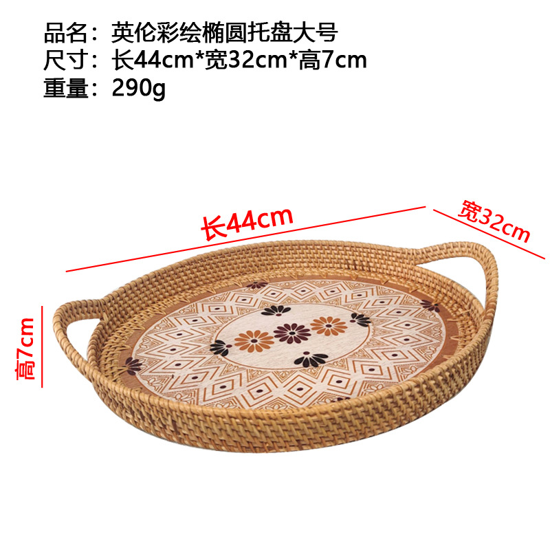 Handmade wicker fruit platter with ins painted tray Specification image