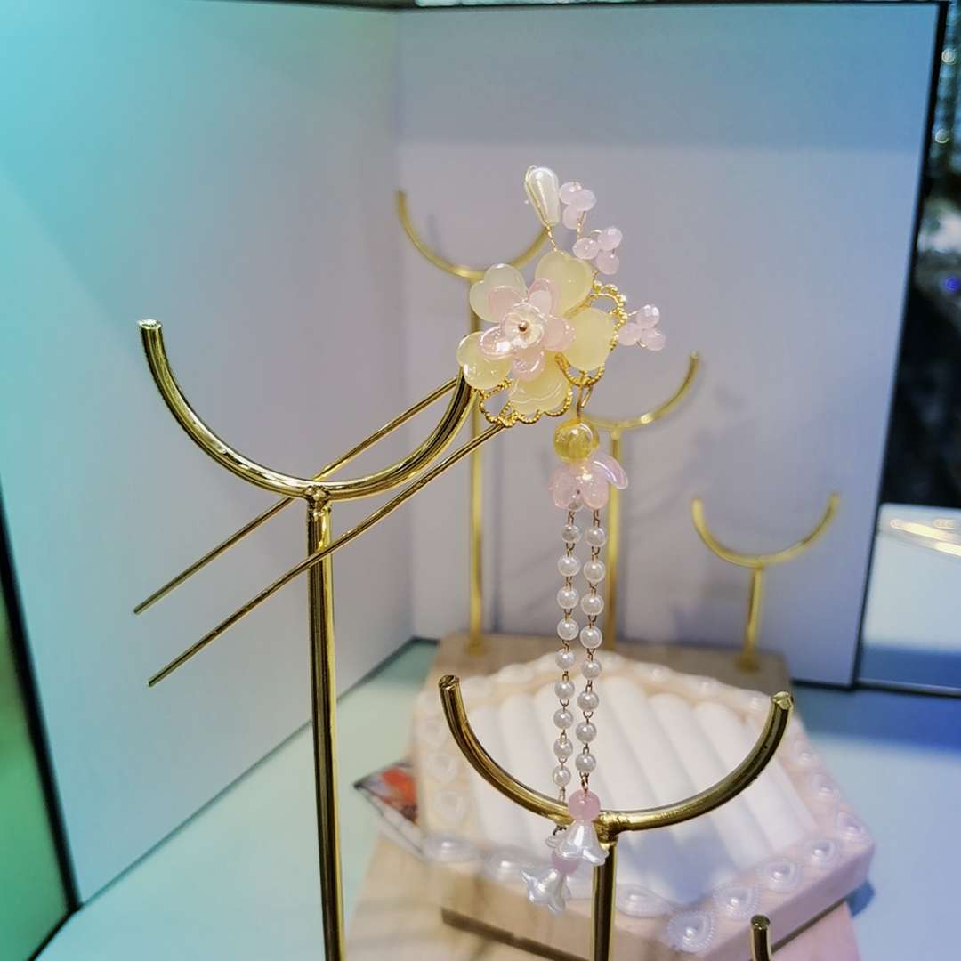 Children's ancient-style Hanfu hairpins, stepping tassel princess hairpins and hair accessories, 2023 new style girls' ancient-style headwear hairpins detail image 18
