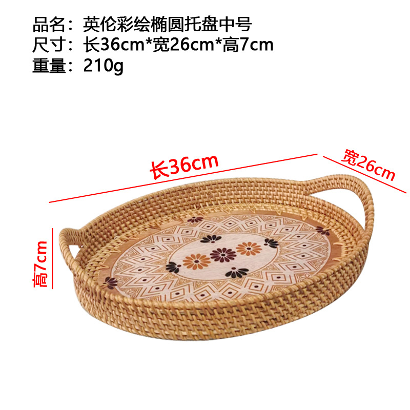 Handmade wicker fruit platter with ins painted tray details Picture